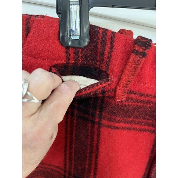 VINTAGE WOOL PANTS Buffalo Plaid Red Black Pockets Jogger Hunt Ski Snow 32x30 - Picture 15 of 16